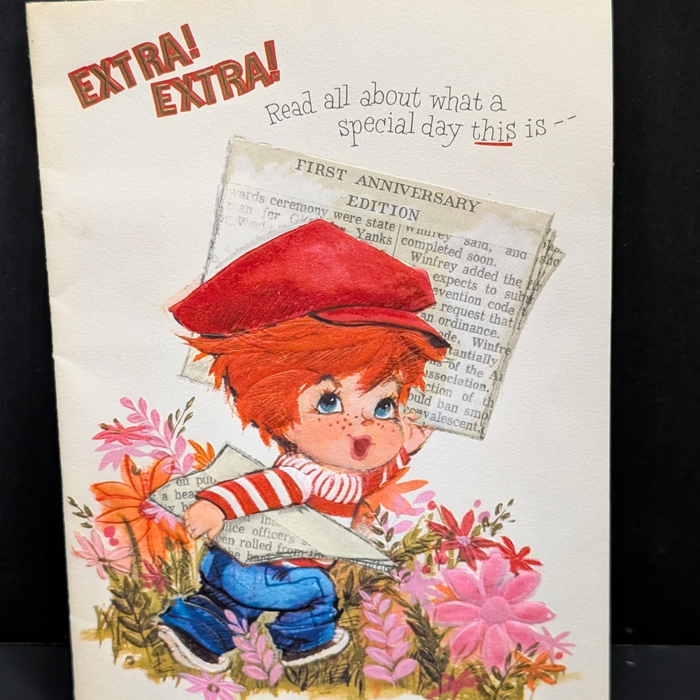 Vintage Hallmark Thought O' You embossed greeting card no envelope 2-2026D4
